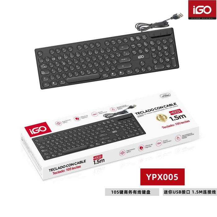 TECLADO CON CABLE DE 105TECLAS NEGRO
