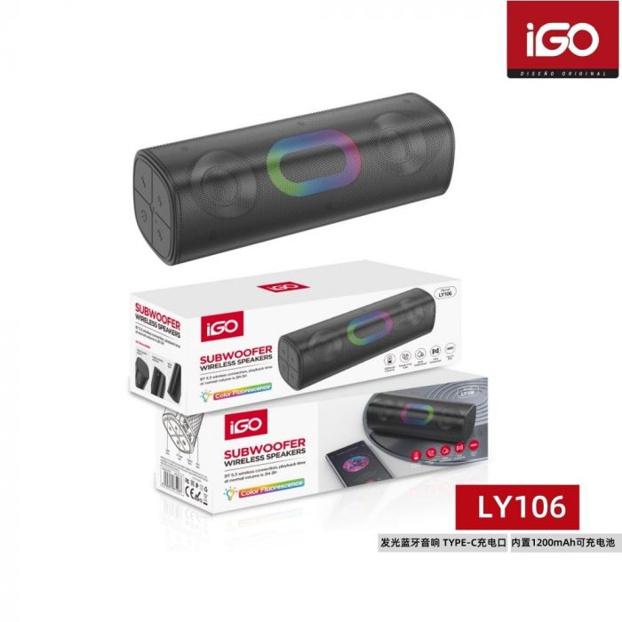IGO Altavoz Bluetooth iluminado negro 55X210MM LY106