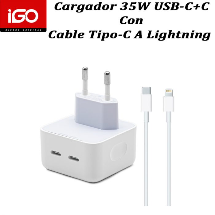 CARGADOR RÁPIDO PD35W LIGHTNING BLANCO